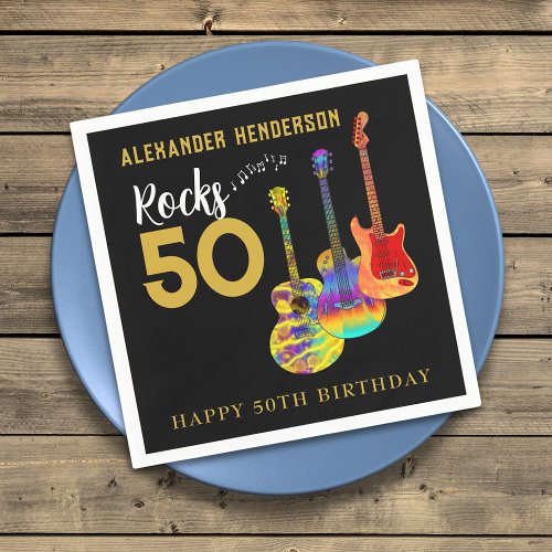Rock and Roll 50th Birthday Party Napkins