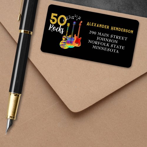 Rock and Roll 50th Birthday Party RSVP Label