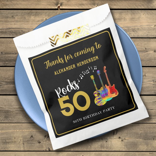 Rock and Roll 50th Birthday Party Thank You Favor Bag (Rock and roll 50th birthday party thank you custom favor bag)