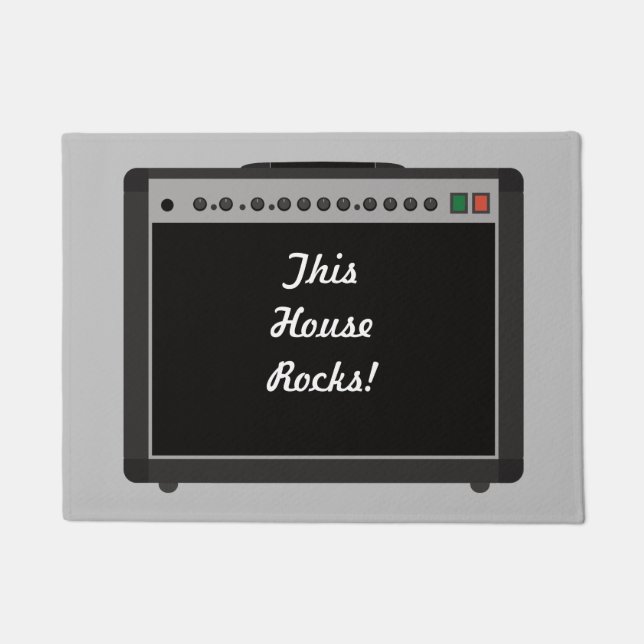 Rock and Roll Amplifier Custom Message Welcome Mat (Front)