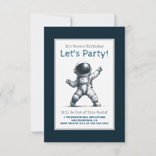 Rock and Roll Baby Astronaut Space Invitation