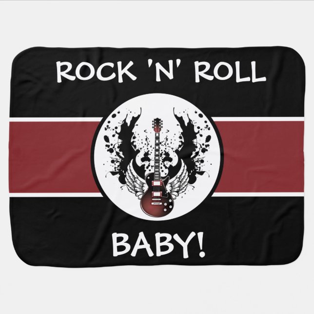 Rock and Roll Baby Guitar Heavy Metal Music Rocker Baby Blanket (Horizontal)