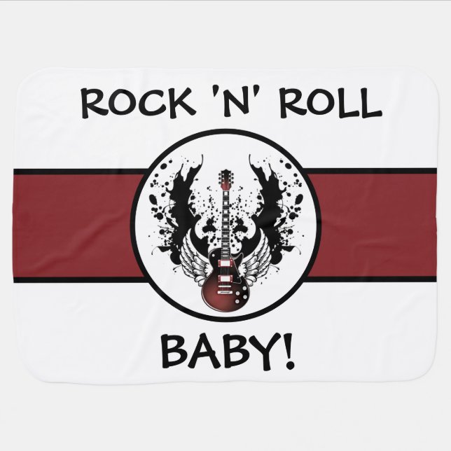 Rock and Roll Baby Guitar Heavy Metal Music Rocker Baby Blanket (Horizontal)