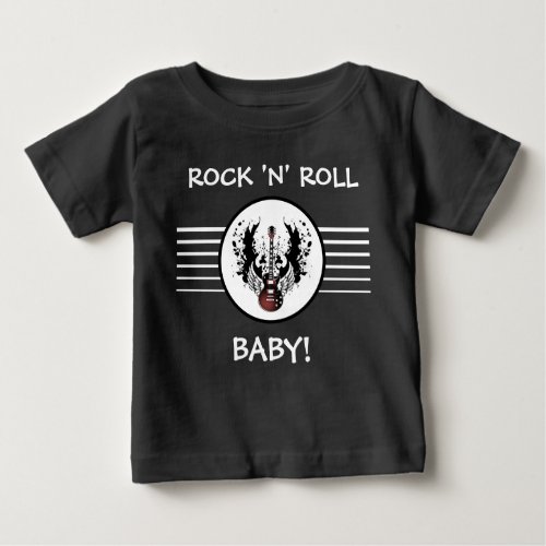 Rock and Roll Baby Guitar Heavy Metal Music Rocker Baby T_Shirt