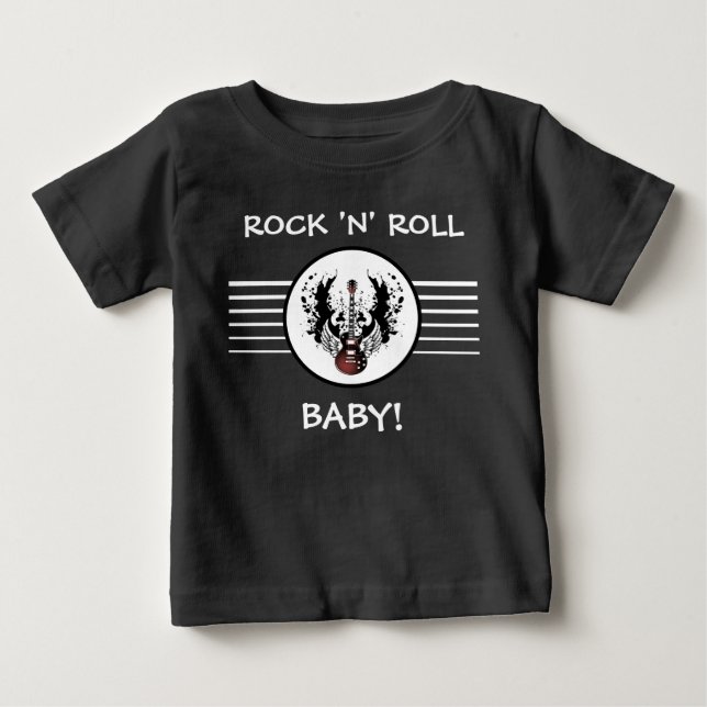 Rock and Roll Baby Guitar Heavy Metal Music Rocker Baby T-Shirt (Front)