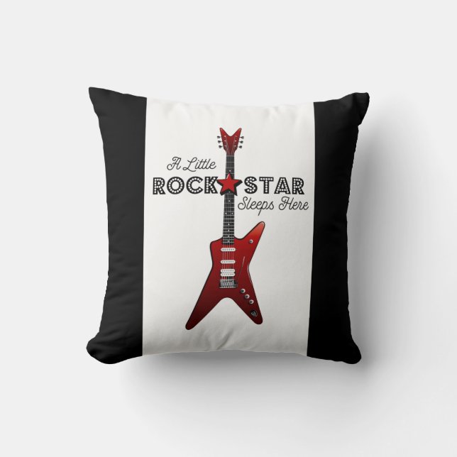 Rock and Roll Baby Rocker Kid Guitar Rockstar Thro Throw Pillow (Front)