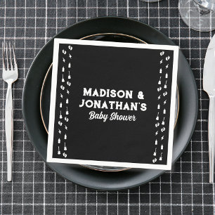 Rock And Roll Baby Shower Edgy Black & White Napkins