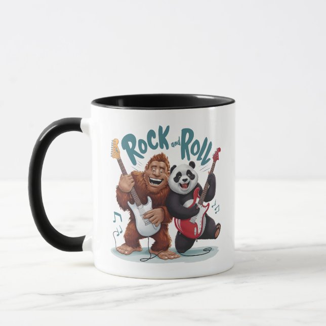 Rock And Roll BigFoot And Panda Jam Session Mug (Left)