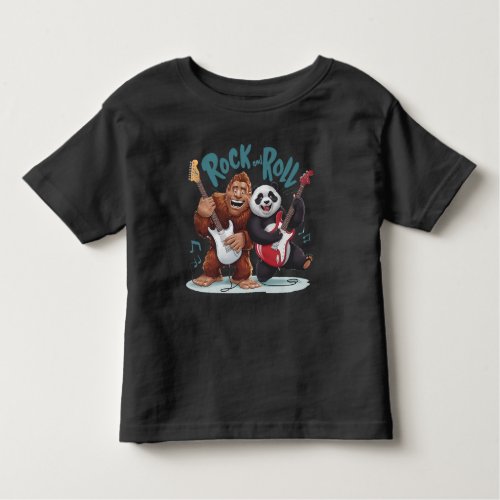 Rock And Roll BigFoot And Panda Jam Session Toddler T_shirt