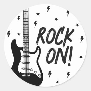Rock and Roll Birthday Party Classic Round Sticker