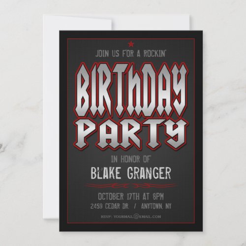 Rock and Roll Birthday Party Invitation