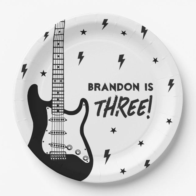 Rock and Roll Birthday Party Paper Plates (Front)