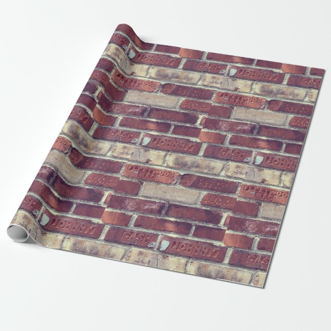 Rock and Roll Brick Wall Wrapping Paper (Unrolled)
