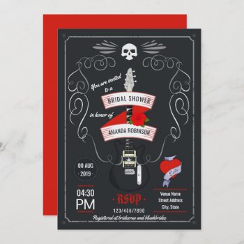 Rock And Roll Chalkboard Bridal Shower Invitation by partypeeps at Zazzle