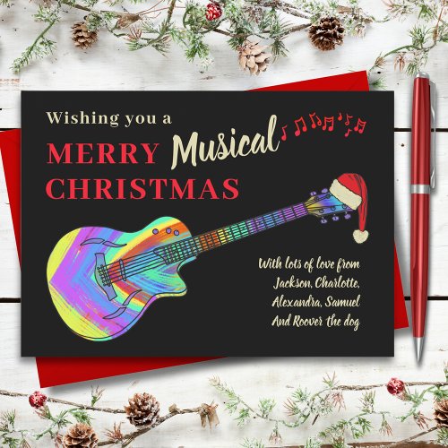 Rock and Roll Christmas Guitar Budget Holiday Postcard