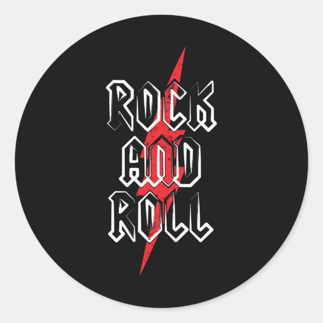 ROCK AND ROLL CLASSIC ROUND STICKER (Front)