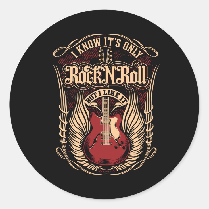 ROCK AND ROLL CLASSIC ROUND STICKER | Zazzle