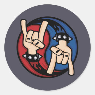 Rock and Roll Devil Horns Yin Yang Classic Round Sticker