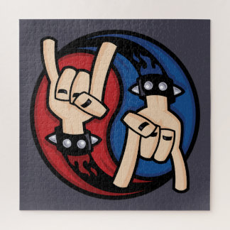 Rock and Roll Devil Horns Yin Yang Jigsaw Puzzle