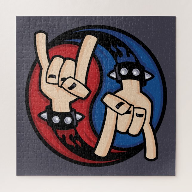 Rock and Roll Devil Horns Yin Yang Jigsaw Puzzle (Vertical)
