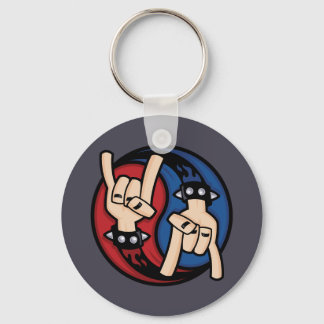 Rock and Roll Devil Horns Yin Yang Keychain
