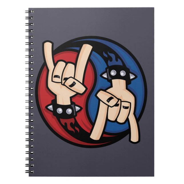 Rock and Roll Devil Horns Yin Yang Notebook (Front)