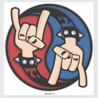 Rock and Roll Devil Horns Yin Yang Sticker