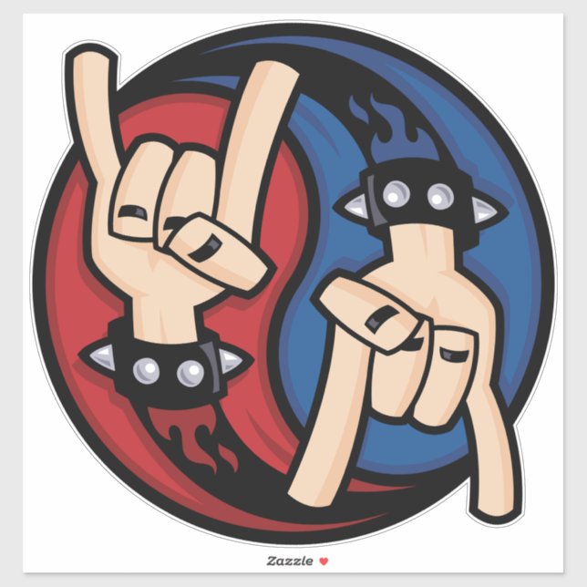 Rock and Roll Devil Horns Yin Yang Sticker (Sheet)