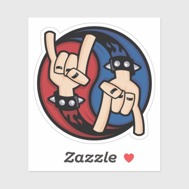 Rock and Roll Devil Horns Yin Yang Sticker (Sheet)