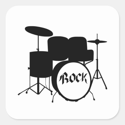 Rock and Roll electric and acoustic Drum Band Square Sticker