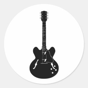 Rock and Roll electric and acoustic guitar Square  Classic Round Sticker