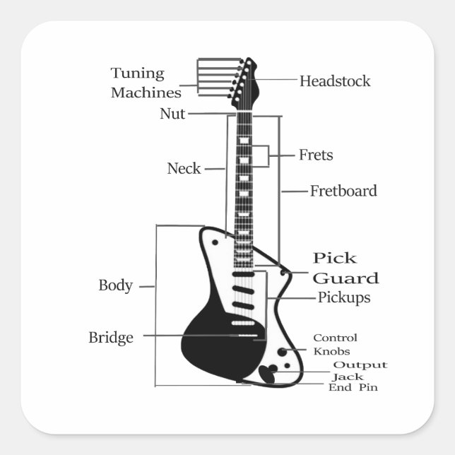 Rock and Roll electric and acoustic guitar Square Sticker (Front)