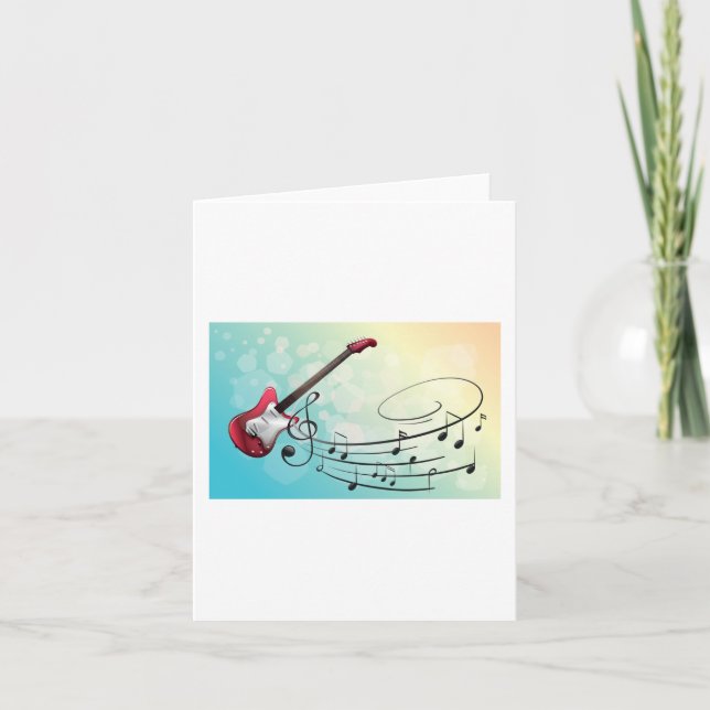 Rock and Roll Electric Guitar Swirling Music Notes (Front)