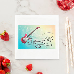 Rock and Roll Electric Guitar Swirling Music Notes Napkins