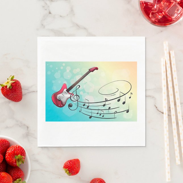 Rock and Roll Electric Guitar Swirling Music Notes Napkins (Creator Uploaded)
