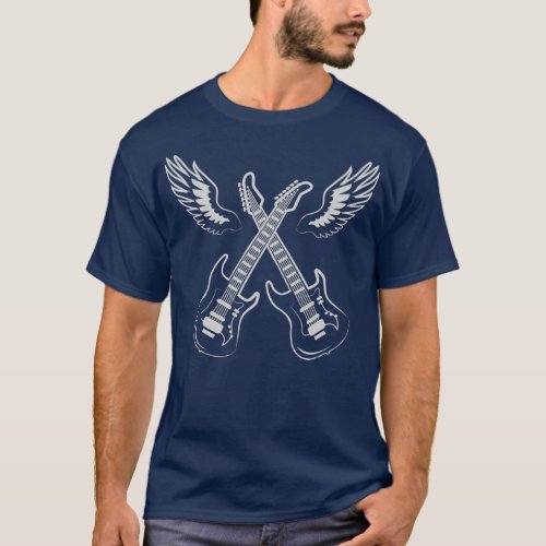 Rock And Roll Electric Guitar with wings T_Shirt