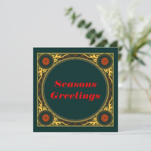 Rock and Roll Flames Christmas Holiday Card