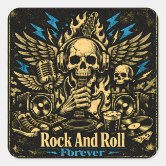 Rock And Roll Forever – Eternal Music Pride Square Sticker