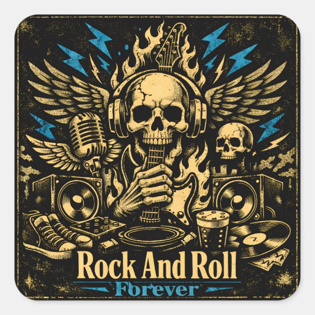 Rock And Roll Forever – Eternal Music Pride Square Sticker (Front)
