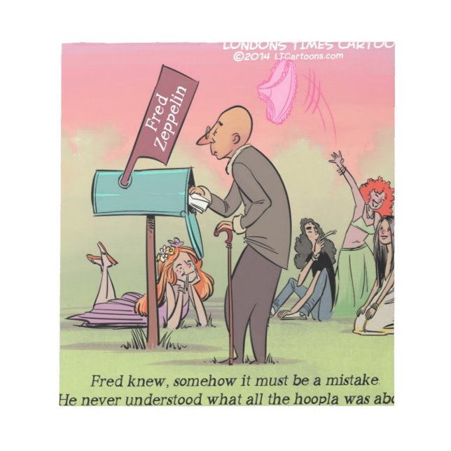 Rock And Roll Fred Funny Notepad (Front)