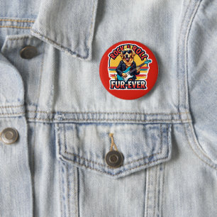 Rock and Roll Fur-Ever Golden Retriever Dog  Button