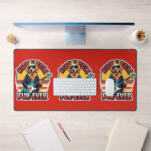 Rock and Roll Fur-Ever Golden Retriever Dog Desk Mat