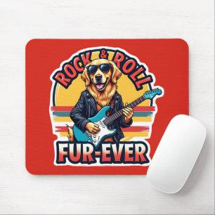 Rock and Roll Fur-Ever Golden Retriever Dog Mouse Pad
