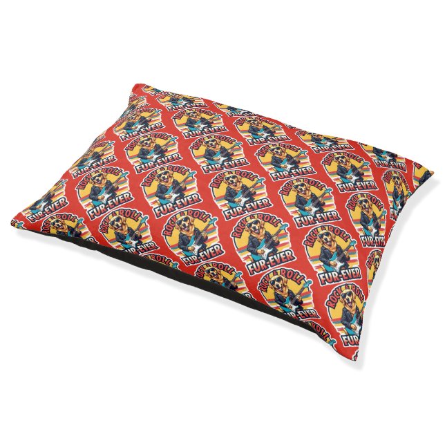 Rock and Roll Fur-Ever Golden Retriever Dog  Pet Bed (Angled)