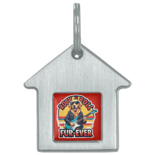 Rock and Roll Fur-Ever Golden Retriever Dog  Pet ID Tag