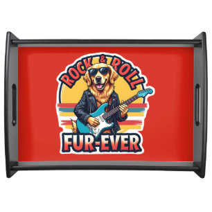 Rock and Roll Fur-Ever Golden Retriever Dog Serving Tray
