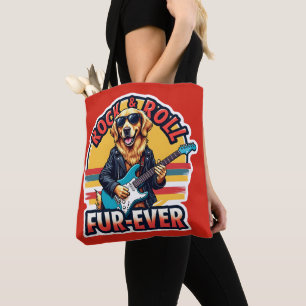 Rock and Roll Fur-Ever Golden Retriever Dog Tote Bag