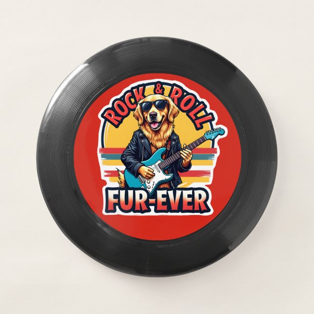 Rock and Roll Fur-Ever Golden Retriever Dog  Wham-O Frisbee (Front)