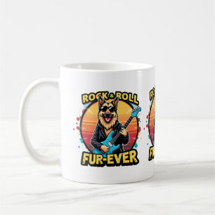 Rock and Roll German Shepherd Retro Sunset Art Coffee Mug
