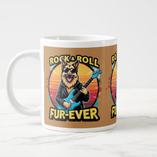 Rock and Roll German Shepherd Retro Sunset Art Giant Coffee Mug